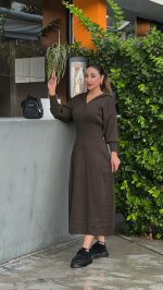 پیراهن ساعت شنی بافت - تصویر 4