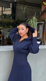 پیراهن ساعت شنی بافت - تصویر 2